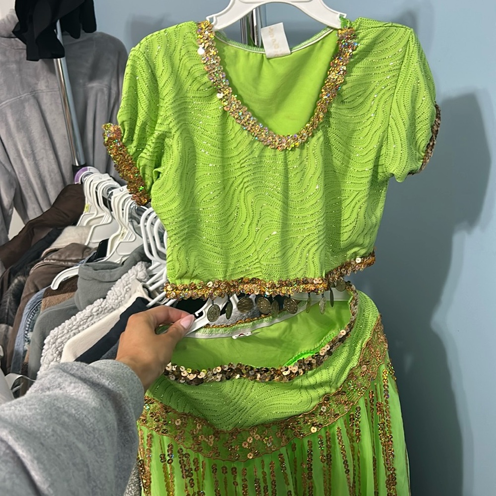 Snake charmer two piece green dance costume